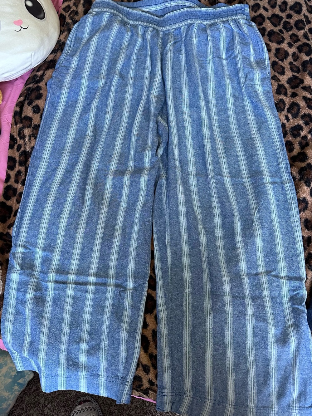 Old Navy Blue and White Striped Wide-Leg Pants